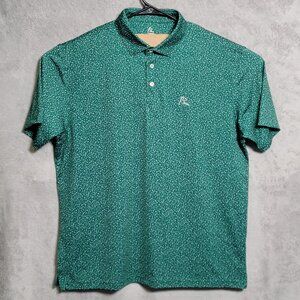 Rhoback Polo Shirt Mens XL Green Golf Performance Moisture Wicking Tee Flag